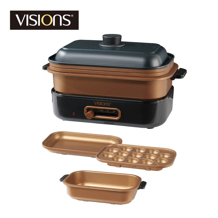VISIONS ホットプレートDXセットBK(たこ焼き・平面・深型プレート)