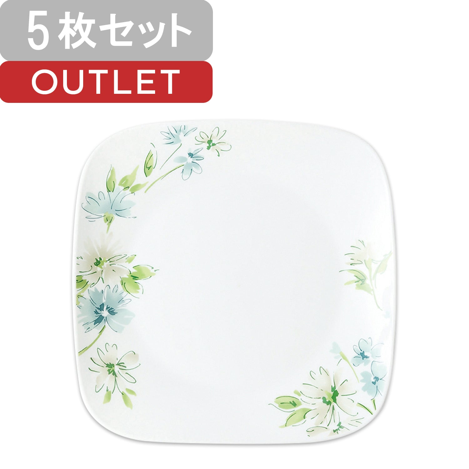 未使用品 コレール ボンボンフレール スクエア型皿 6枚セット