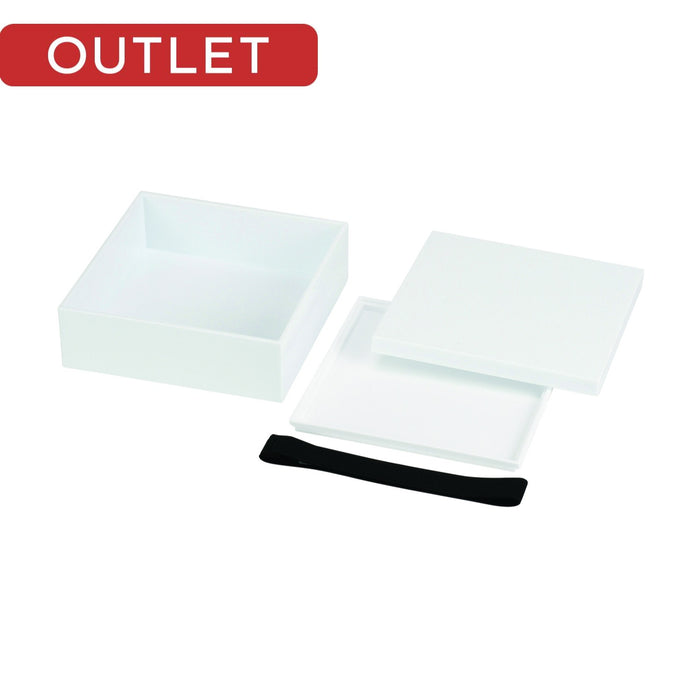 【アウトレット】普段使いできる重箱1段（ホワイト）ゴムベルト付