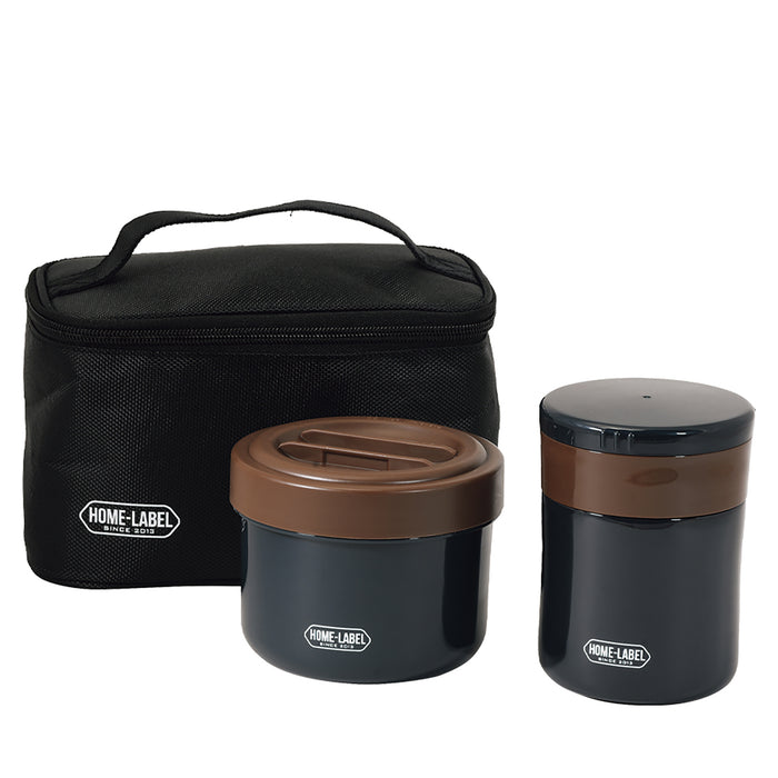 ホームレーベル 麺の弁当箱&つゆポット(ネイビー)