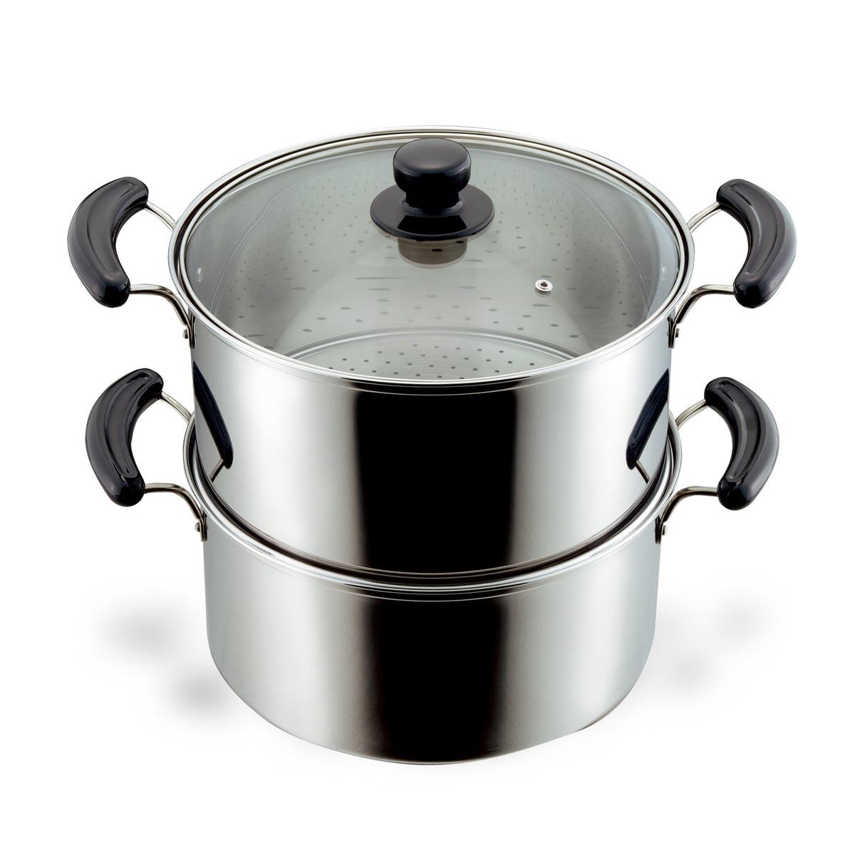 だんらん ステンレス製ガラス蓋付深型2段蒸し器28cm(2升用) — PEARL