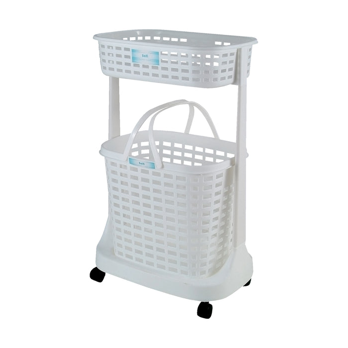 ベルフィ ランドリーバスケット2段(ホワイト)
