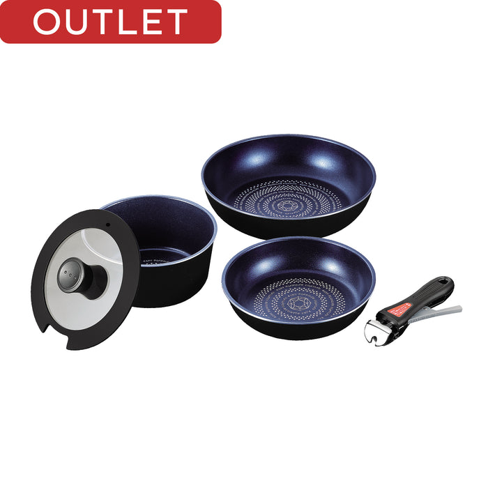 【アウトレット】ルクスパン ブルーダイヤモンドコートIH対応クックウェア5点セット