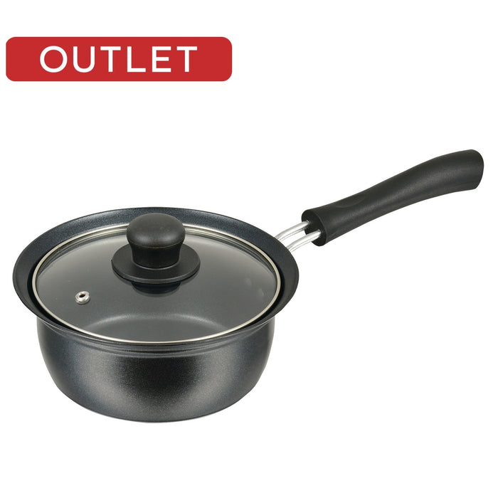 【アウトレット】バブシャッター ふっ素加工IH対応ガラス蓋付片手鍋16cm