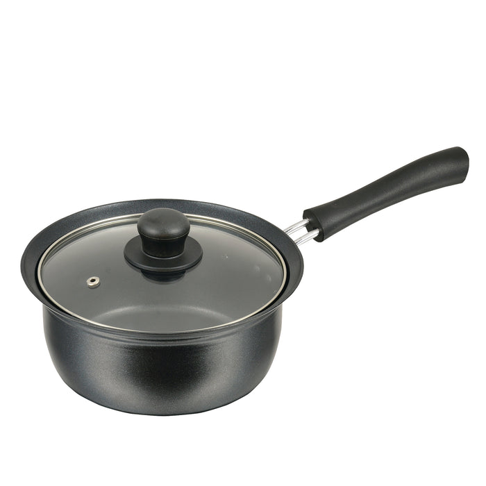 【アウトレット】バブシャッター ふっ素加工IH対応ガラス蓋付片手鍋18cm