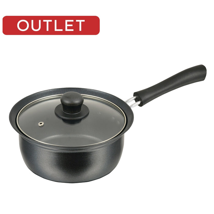 【アウトレット】バブシャッター ふっ素加工IH対応ガラス蓋付片手鍋18cm