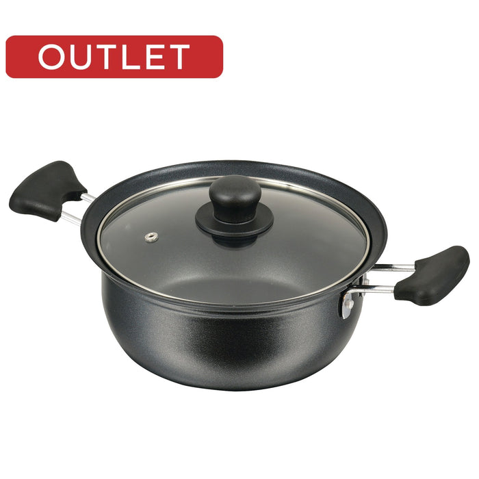 【アウトレット】バブシャッター ふっ素加工IH対応ガラス蓋付両手鍋20cm