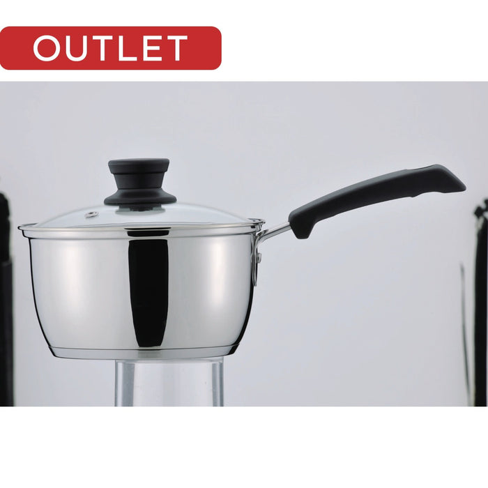 【アウトレット】クラッセ 3層底ガラス蓋付片手鍋18cm(内面ふっ素加工)