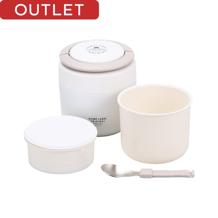 【アウトレット】ホームレーベル どんぶりランチジャー390(スプーン付)(ホワイト)