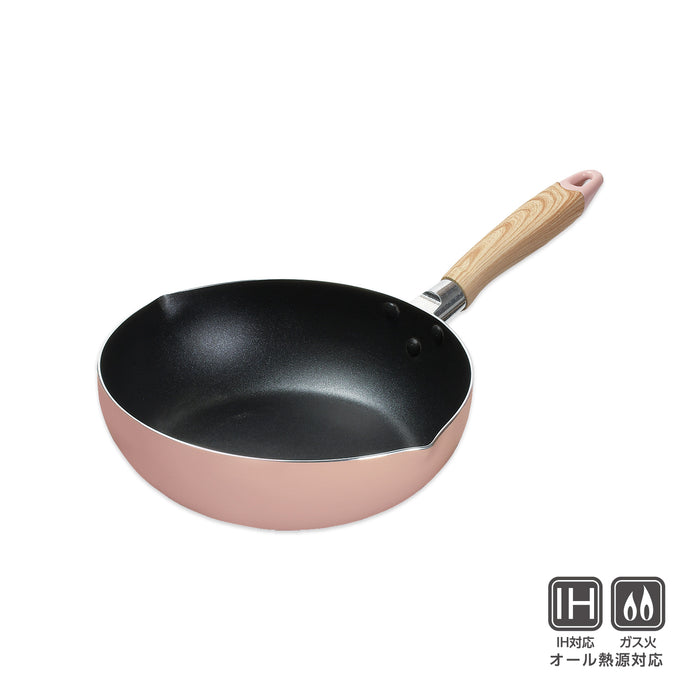 ナチュラルクックピュア ふっ素加工IH対応深型フライパン24cm(ピンク)