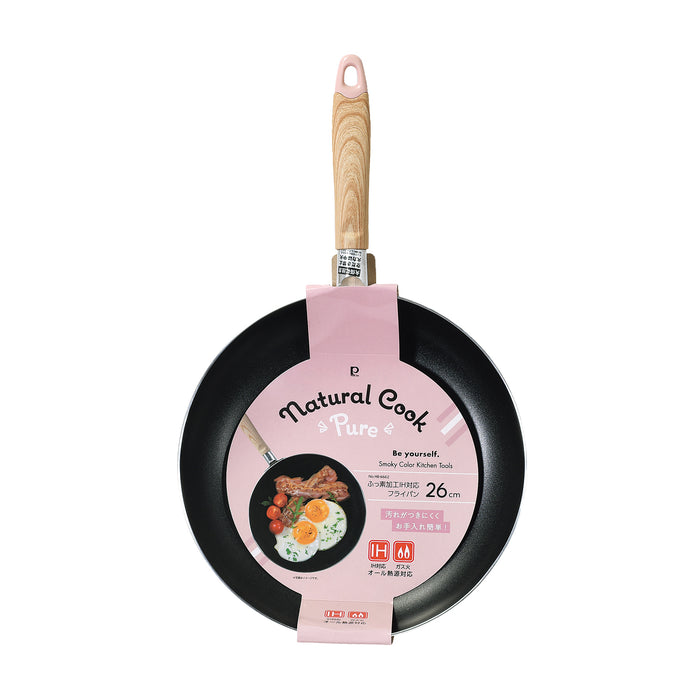ナチュラルクックピュア ふっ素加工IH対応フライパン26cm(ピンク
