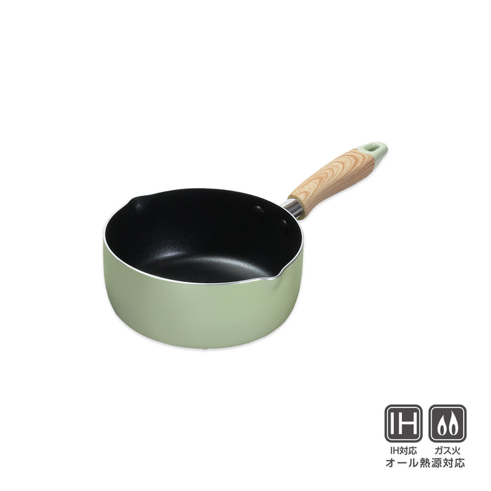 ナチュラルクックピュア ふっ素加工IH対応行平鍋18cm(グリーン)