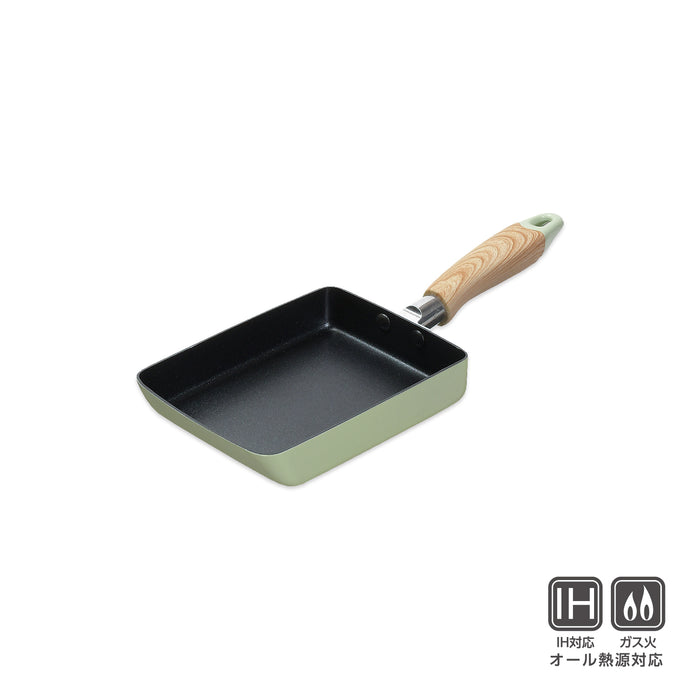 ナチュラルクックピュア ふっ素加工IH対応玉子焼13×18cm(グリーン)