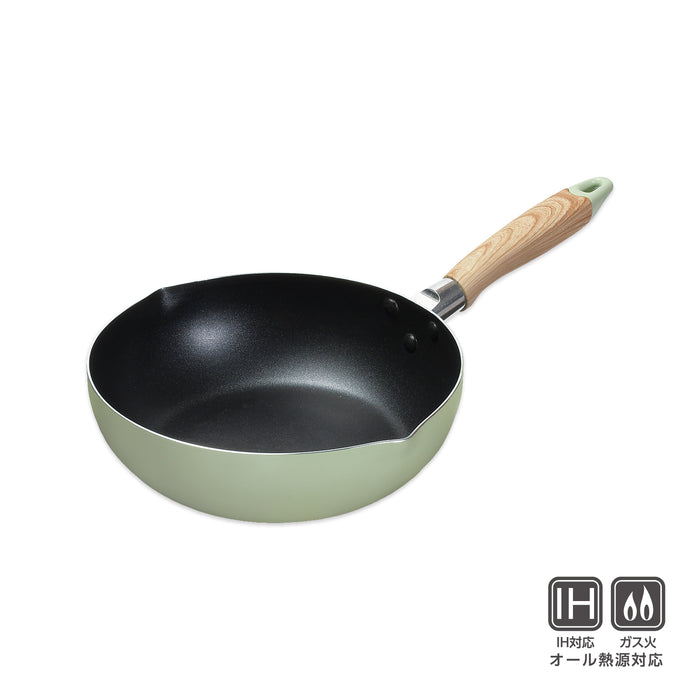 ナチュラルクックピュア ふっ素加工IH対応深型フライパン24cm(グリーン)