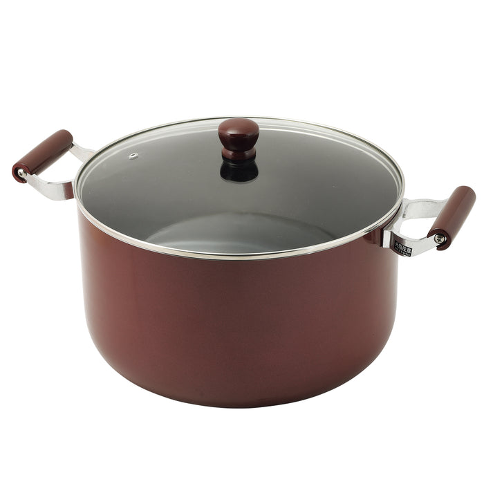 メガサイズ ふっ素加工IH対応ガラス蓋付深型大型鍋32cm