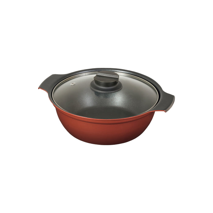 旨味 ふっ素加工IH対応ガラス蓋付卓上鍋20cm