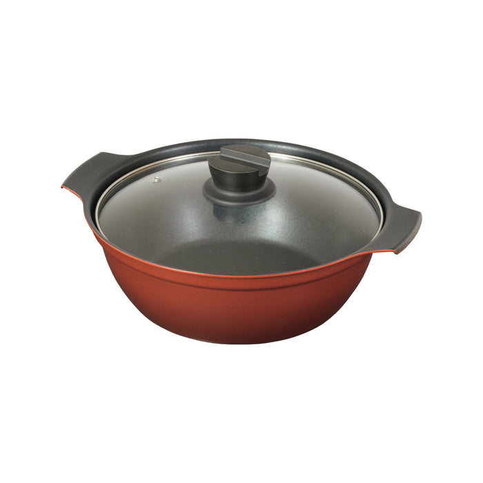 旨味 ふっ素加工IH対応ガラス蓋付卓上鍋24cm