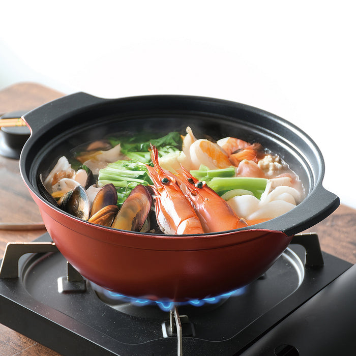 旨味 ふっ素加工IH対応ガラス蓋付卓上鍋24cm