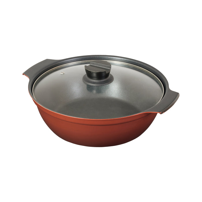 旨味 ふっ素加工IH対応ガラス蓋付卓上鍋26cm