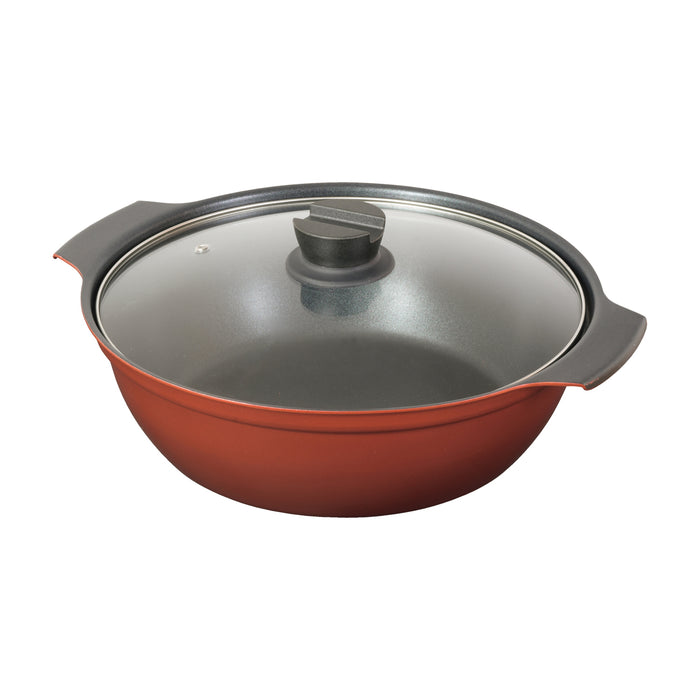 旨味 ふっ素加工IH対応ガラス蓋付卓上鍋28cm