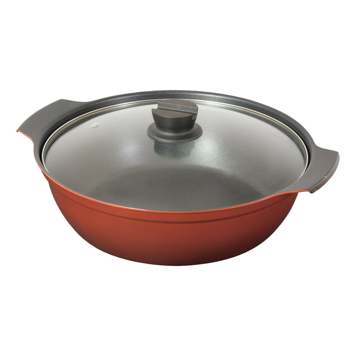 旨味 ふっ素加工IH対応ガラス蓋付卓上鍋30cm