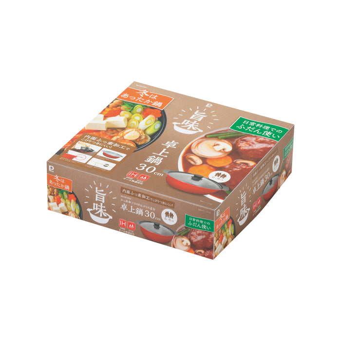 旨味 ふっ素加工IH対応ガラス蓋付卓上鍋30cm