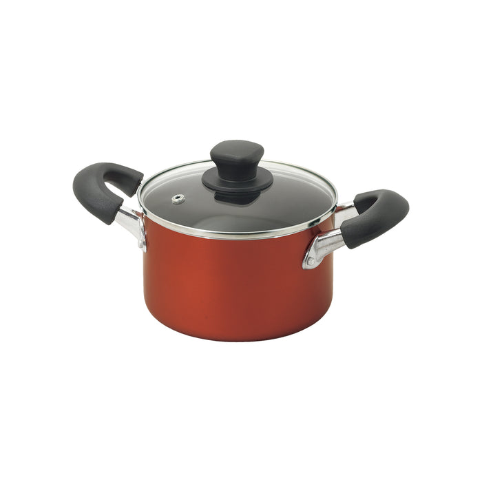 旨味 ふっ素加工IH対応ガラス蓋付深型両手鍋16cm