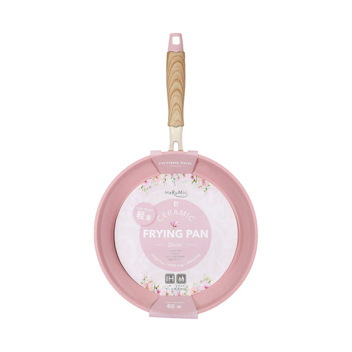 ハルミック セラミック加工IH対応軽量フライパン26cm(ペールピンク)