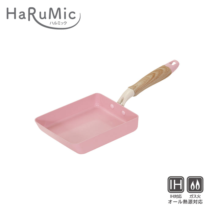 ハルミック セラミック加工IH対応軽量玉子焼13×18cm(ペールピンク)