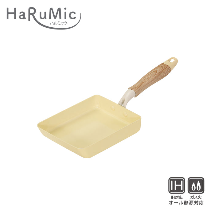 ハルミック セラミック加工IH対応軽量玉子焼13×18cm(ペールイエロー)