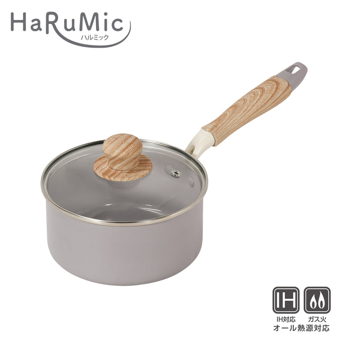 ハルミック セラミック加工IH対応ガラス蓋付片手鍋16cm(ペールパープル)