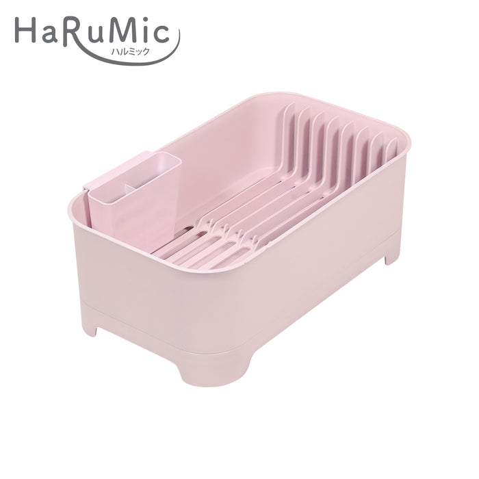 ハルミック 水切りカゴ(水が流れるトレー)(ペールピンク)