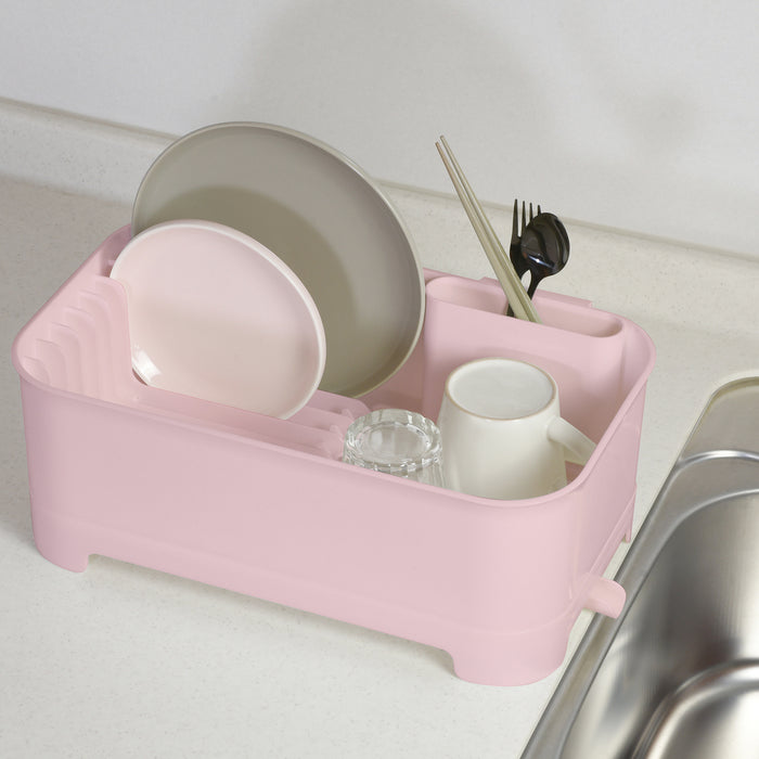 ハルミック 水切りカゴ(水が流れるトレー)(ペールピンク)