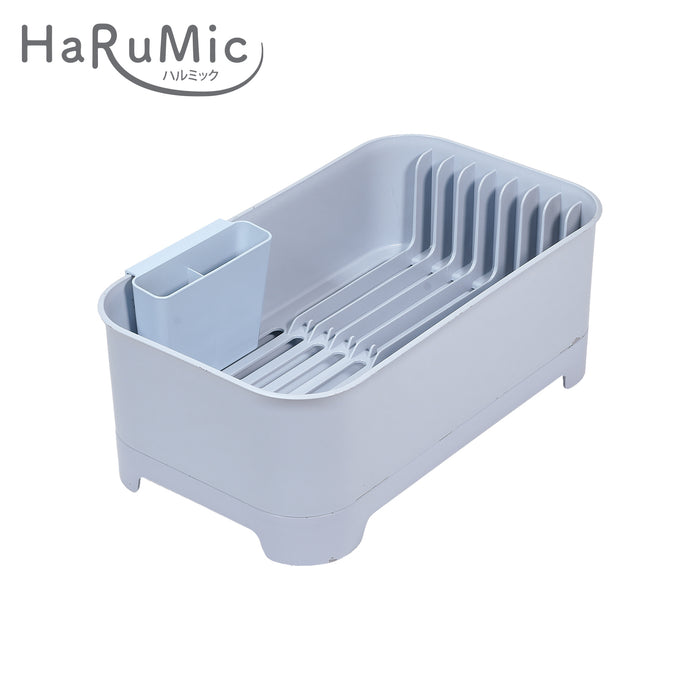 ハルミック 水切りカゴ(水が流れるトレー)(ブルーグレー)