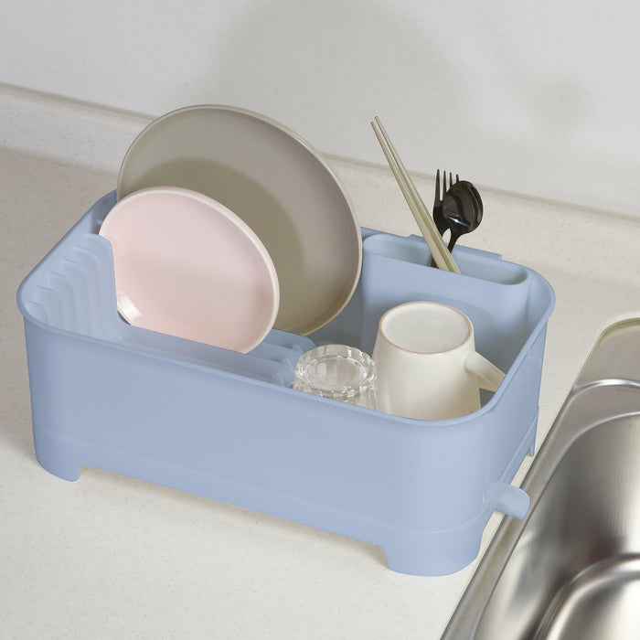ハルミック 水切りカゴ(水が流れるトレー)(ブルーグレー)