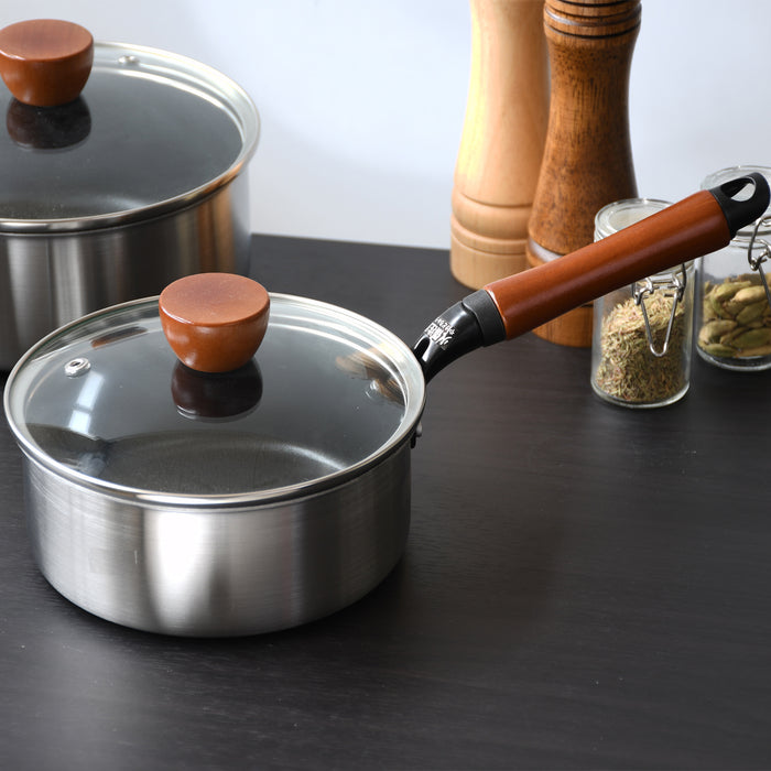 ファストクック 2層鋼ダイヤモンドコートIH対応ガラス蓋付片手鍋16cm