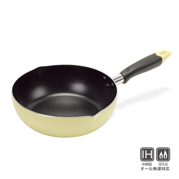 ふっ素加工IH対応目盛付料理フライパン24cm(イエロー)