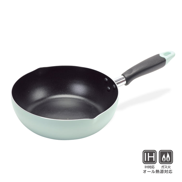 ふっ素加工IH対応目盛付料理フライパン24cm(グリーン)