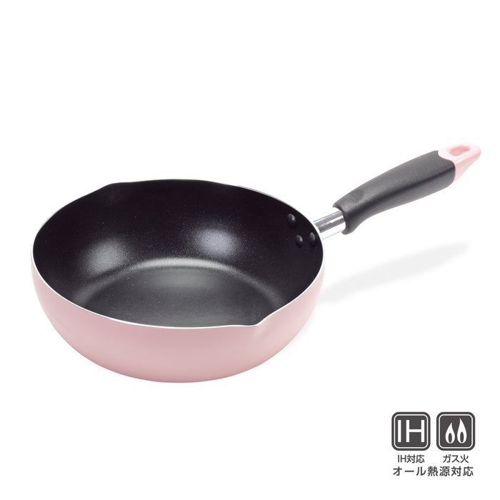 ふっ素加工IH対応目盛付料理フライパン24cm(ピンク)