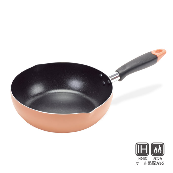 ふっ素加工IH対応目盛付料理フライパン24cm(オレンジ)