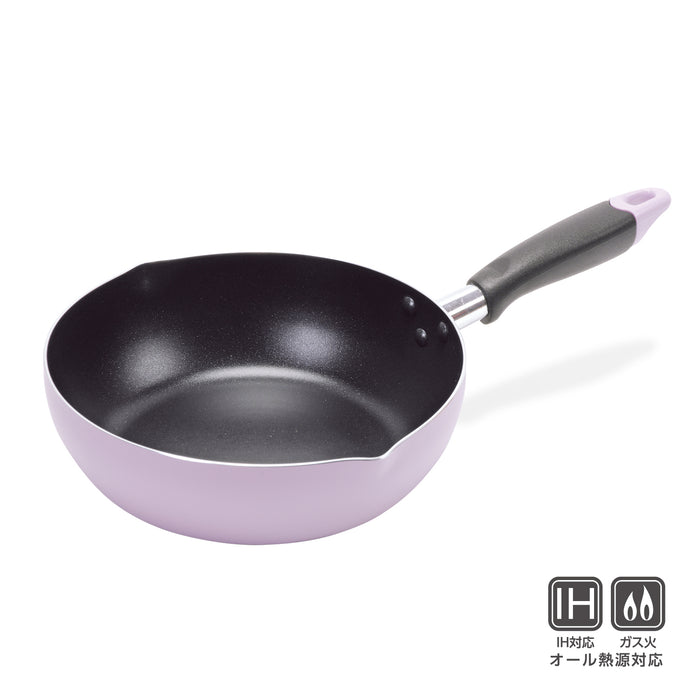 ふっ素加工IH対応目盛付料理フライパン24cm(ラベンダー)
