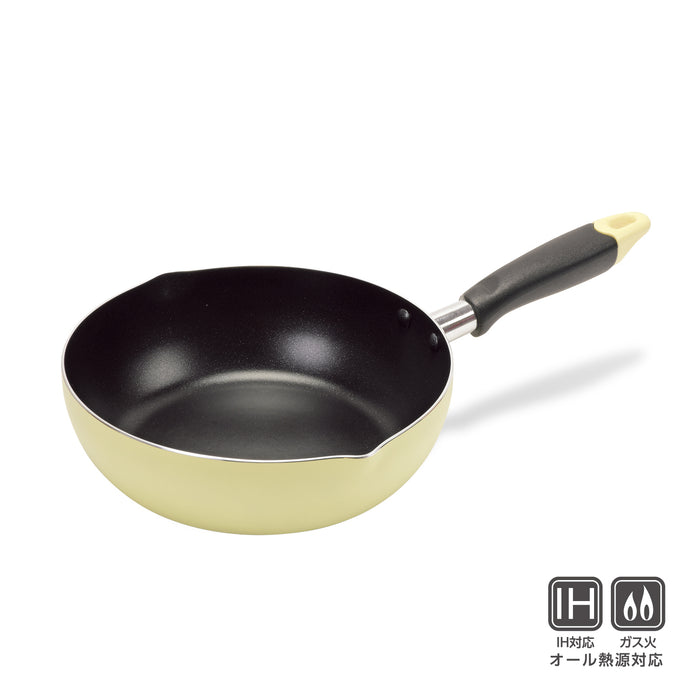 ふっ素加工IH対応目盛付料理フライパン22cm(イエロー)