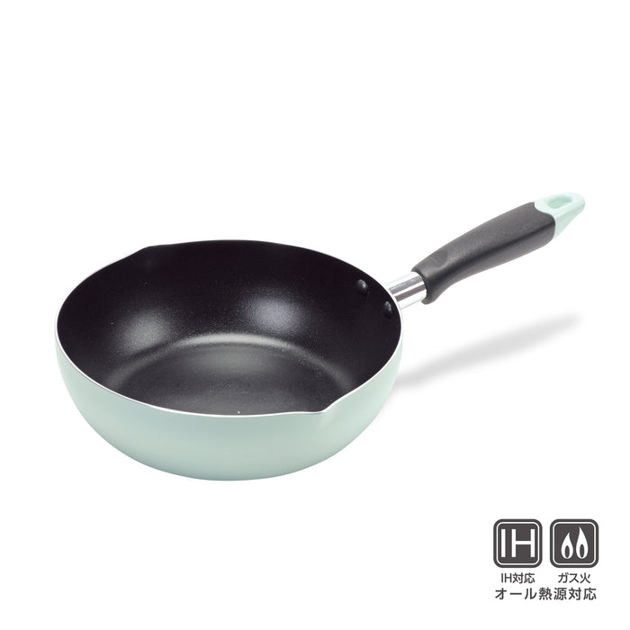 ふっ素加工IH対応目盛付料理フライパン22cm(グリーン)