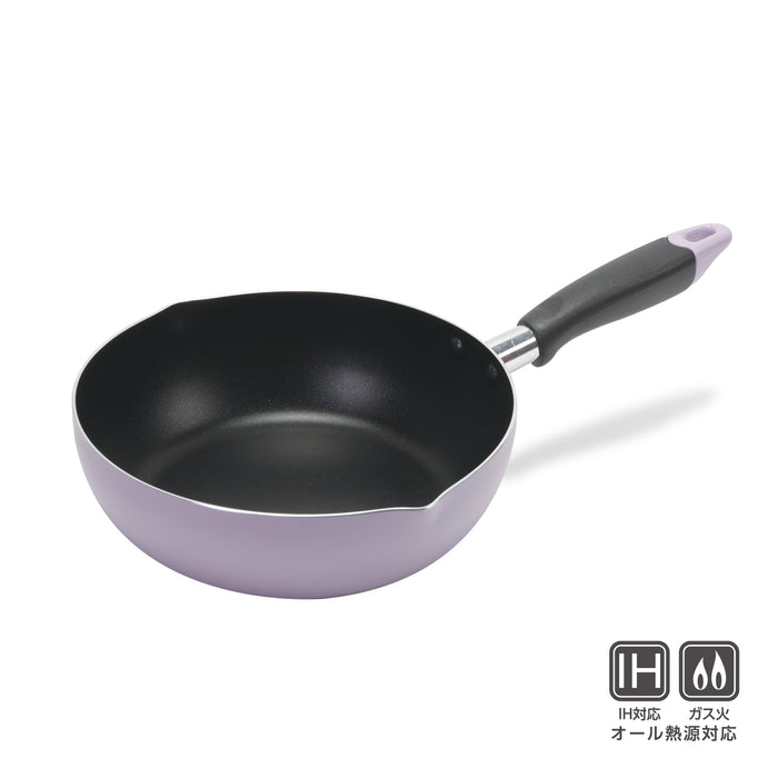 ふっ素加工IH対応目盛付料理フライパン22cm(ラベンダー)