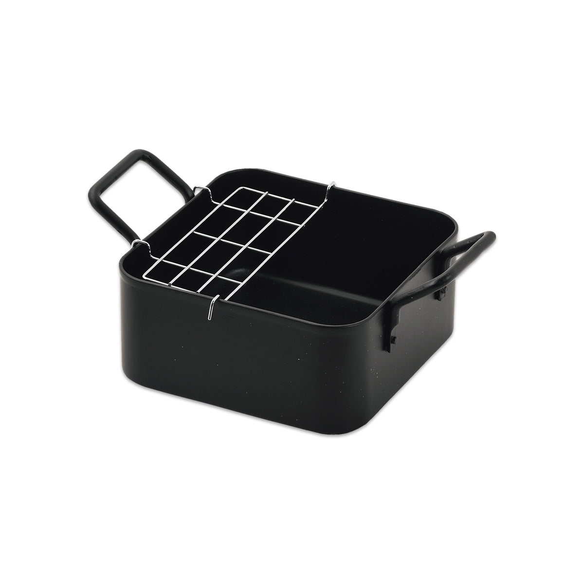 コンパクトなIH対応鉄製正方型天ぷら鍋16×16cm(アミ付) — PEARL LIFE