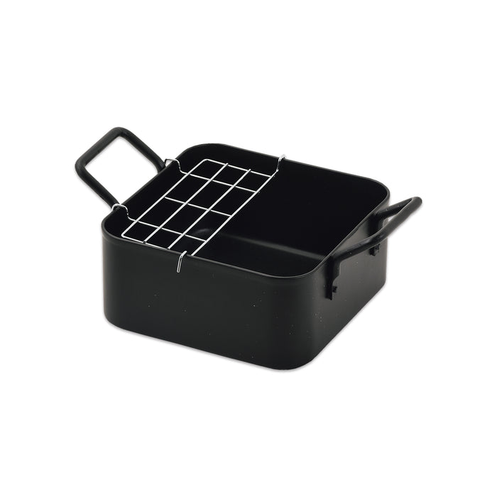 コンパクトなIH対応鉄製正方型天ぷら鍋16×16cm(アミ付)