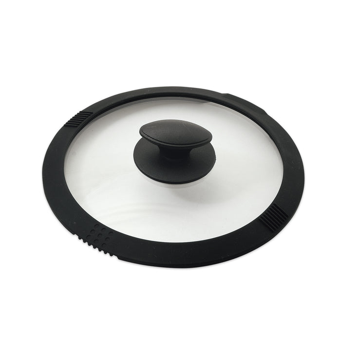 さっと湯切りができるシリコーン縁巻ガラス蓋20cm