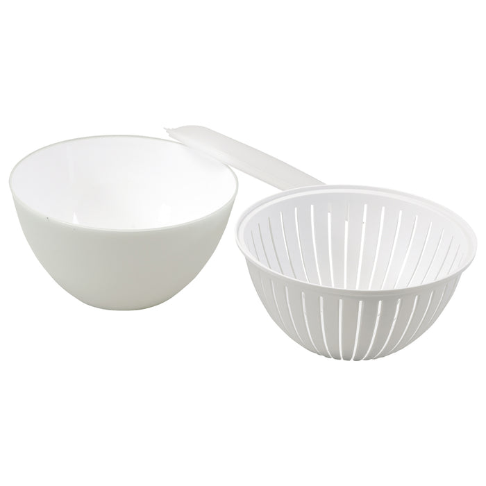 ララシャイン 抗菌耐熱カラーボウル19cm･ザル･フタ3点セット(クリアグリーン)