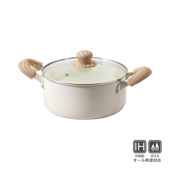 セラミール IH対応ガラス蓋付深型両手鍋20cm