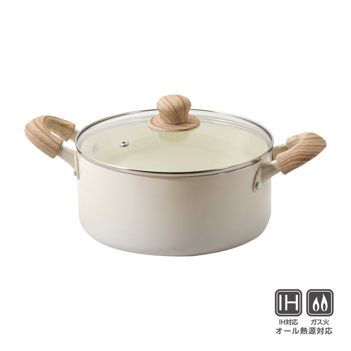 セラミール IH対応ガラス蓋付深型両手鍋22cm
